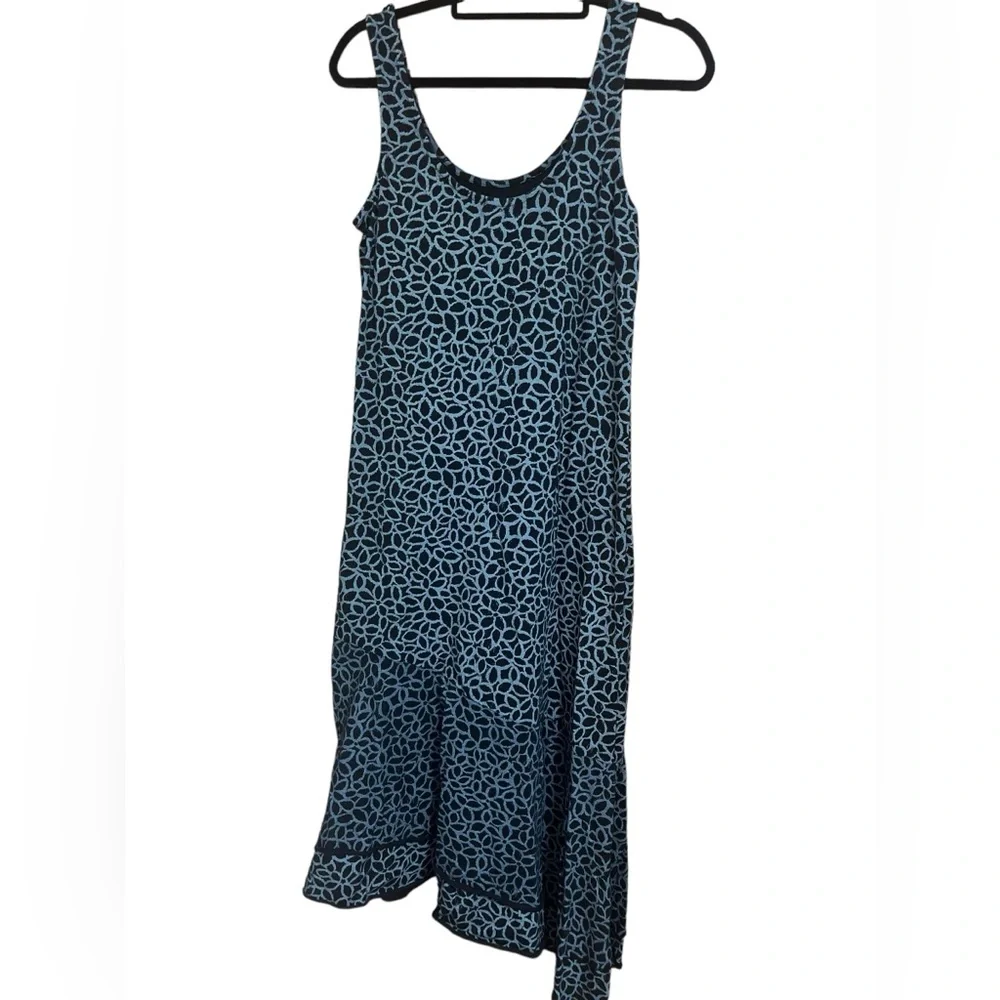 Fresh Produce Black & Gray/blue Sleeveless Dress Asymmetrical Hem Size small